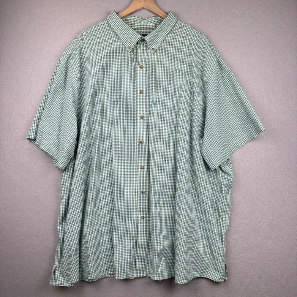 Harbor Bay Shirt Mens 4XL Plaid Button Front Short Sleeve Casual Gingham Classic